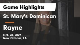 St. Mary's Dominican  vs Rayne Game Highlights - Oct. 28, 2022