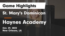 St. Mary's Dominican  vs Haynes Academy Game Highlights - Oct. 29, 2022