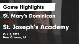 St. Mary's Dominican  vs St. Joseph's Academy Game Highlights - Oct. 3, 2023