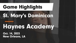 St. Mary's Dominican  vs Haynes Academy Game Highlights - Oct. 14, 2023