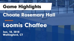 Choate Rosemary Hall  vs Loomis Chaffee Game Highlights - Jan. 18, 2018