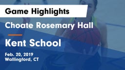 Choate Rosemary Hall  vs Kent School  Game Highlights - Feb. 20, 2019