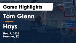 Tom Glenn  vs Hays  Game Highlights - Nov. 7, 2020