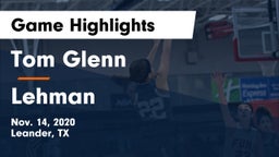 Tom Glenn  vs Lehman  Game Highlights - Nov. 14, 2020