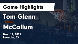Tom Glenn  vs McCallum  Game Highlights - Nov. 12, 2021
