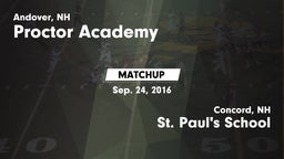 Matchup: Proctor Academy vs. St. Paul's School 2016