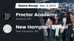 Recap: Proctor Academy  vs. New Hampton School  2019