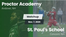 Matchup: Proctor Academy vs. St. Paul's School 2020