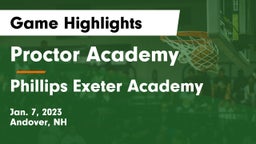 Proctor Academy  vs Phillips Exeter Academy  Game Highlights - Jan. 7, 2023