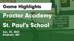 Proctor Academy  vs St. Paul's School Game Highlights - Jan. 25, 2023