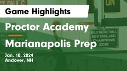 Proctor Academy  vs Marianapolis Prep Game Highlights - Jan. 10, 2024