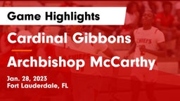 Cardinal Gibbons  vs Archbishop McCarthy  Game Highlights - Jan. 28, 2023
