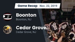 Recap: Boonton  vs. Cedar Grove  2019