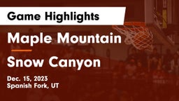 Maple Mountain  vs Snow Canyon  Game Highlights - Dec. 15, 2023