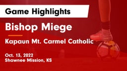 Bishop Miege  vs Kapaun Mt. Carmel Catholic  Game Highlights - Oct. 13, 2022