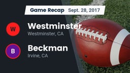 Recap: Westminster  vs. Beckman  2017