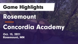 Rosemount  vs Concordia Academy Game Highlights - Oct. 15, 2021