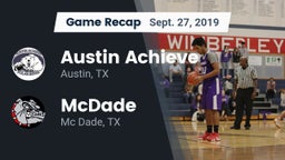 Recap: Austin Achieve vs. McDade  2019