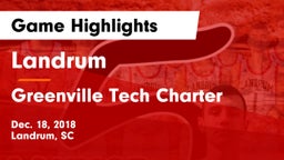 Landrum  vs Greenville Tech Charter Game Highlights - Dec. 18, 2018