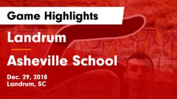 Landrum  vs Asheville School Game Highlights - Dec. 29, 2018
