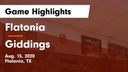 Flatonia  vs Giddings Game Highlights - Aug. 15, 2020