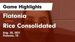Flatonia  vs Rice Consolidated Game Highlights - Aug. 20, 2021