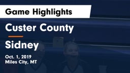 Custer County  vs Sidney  Game Highlights - Oct. 1, 2019