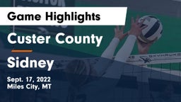 Custer County  vs Sidney  Game Highlights - Sept. 17, 2022