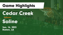 Cedar Creek  vs Saline Game Highlights - Jan. 16, 2023