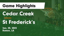 Cedar Creek  vs St Frederick’s  Game Highlights - Jan. 20, 2023