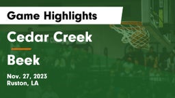 Cedar Creek  vs Beek Game Highlights - Nov. 27, 2023