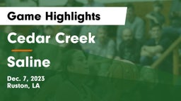 Cedar Creek  vs Saline Game Highlights - Dec. 7, 2023