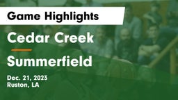 Cedar Creek  vs Summerfield  Game Highlights - Dec. 21, 2023