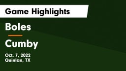 Boles  vs Cumby Game Highlights - Oct. 7, 2022