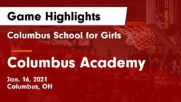 Columbus School for Girls  vs Columbus Academy  Game Highlights - Jan. 16, 2021