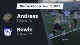 Recap: Andress  vs. Bowie  2018