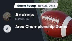 Recap: Andress  vs. Area Championship Game 2018