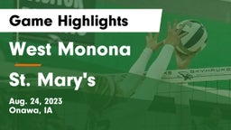 West Monona  vs St. Mary's  Game Highlights - Aug. 24, 2023