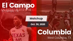 Matchup: El Campo  vs. Columbia  2020