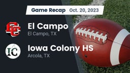 Recap: El Campo  vs. Iowa Colony HS 2023