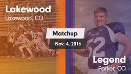 Matchup: Lakewood  vs. Legend  2016
