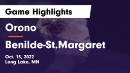 Orono  vs Benilde-St.Margaret Game Highlights - Oct. 15, 2022