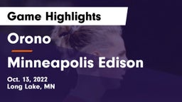 Orono  vs Minneapolis Edison  Game Highlights - Oct. 13, 2022