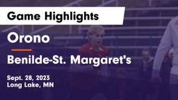 Orono  vs Benilde-St. Margaret's  Game Highlights - Sept. 28, 2023