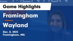 Framingham  vs Wayland  Game Highlights - Dec. 8, 2023