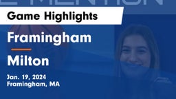 Framingham  vs Milton  Game Highlights - Jan. 19, 2024