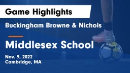 Buckingham Browne & Nichols  vs Middlesex School Game Highlights - Nov. 9, 2022