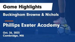 Buckingham Browne & Nichols  vs Phillips Exeter Academy Game Highlights - Oct. 26, 2023