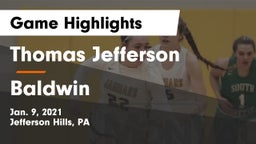 Thomas Jefferson  vs Baldwin  Game Highlights - Jan. 9, 2021