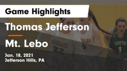 Thomas Jefferson  vs Mt. Lebo Game Highlights - Jan. 18, 2021